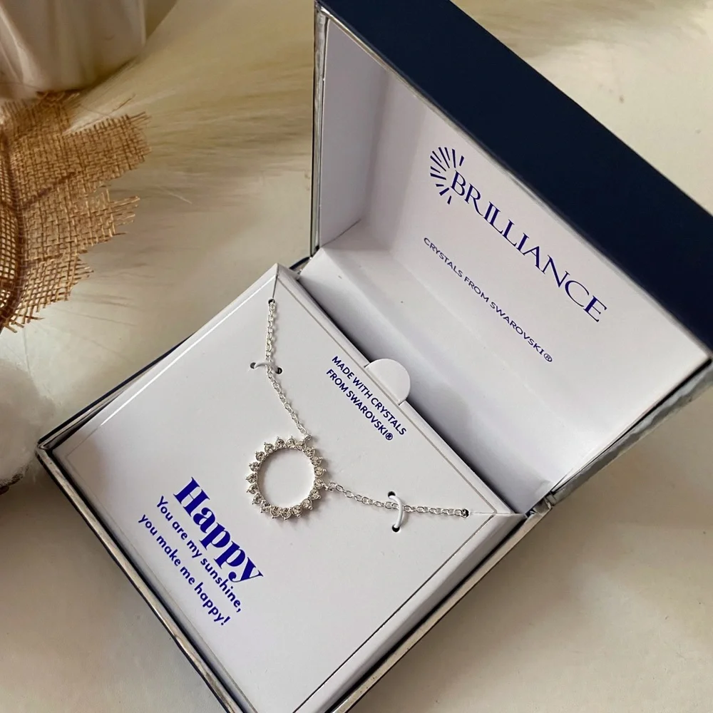Brilliance studded necklace silver new in gift box
